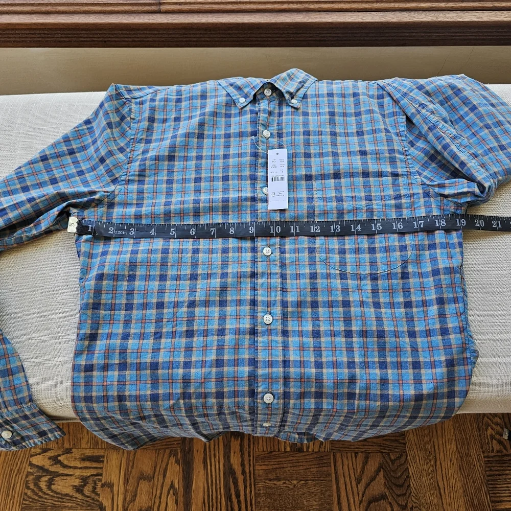 New! J Crew Mens size Small S Slim Stretch Secret Blue Plaid Shirt NWT